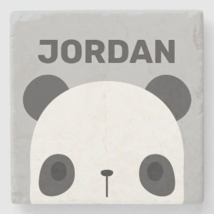 Cute Little Panda Bear med Personlig Namn Stenunderlägg