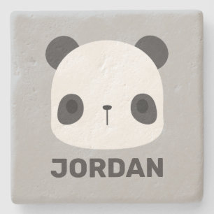 Cute Little Panda Bear med Personlig Namn Stenunderlägg