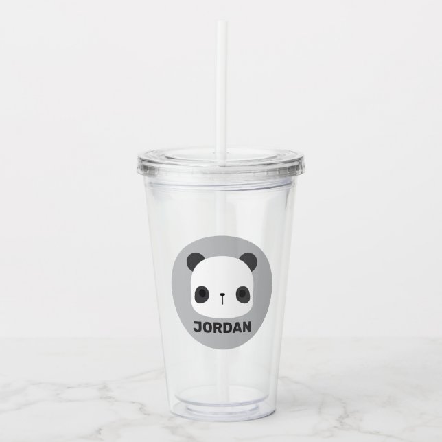 Cute Little Panda Bear med Personlig Namn Take Away Mugg (Framsida)