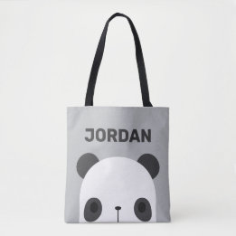 Cute Little Panda Bear med Personlig Namn Tygkasse