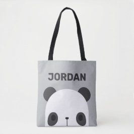 Cute Little Panda Bear med Personlig Namn Tygkasse