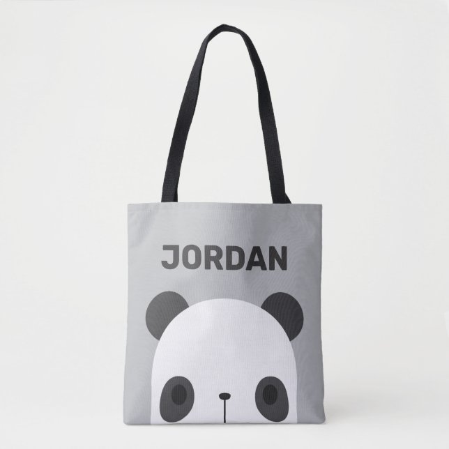 Cute Little Panda Bear med Personlig Namn Tygkasse (Framsida)