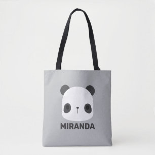 Cute Little Panda Bear med Personlig Namn Tygkasse