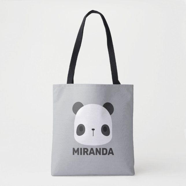 Cute Little Panda Bear med Personlig Namn Tygkasse (Framsida)