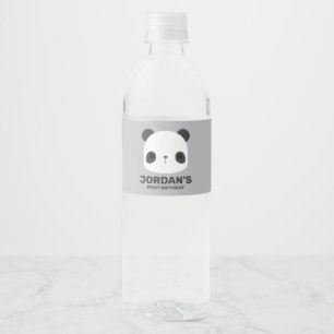 Cute Little Panda Bear med Personlig Namn Vattenflaskor Etikett
