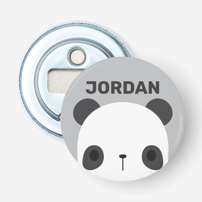 Cute Little Panda Bear with Personalized Name Flasköppnare (Framsidan)