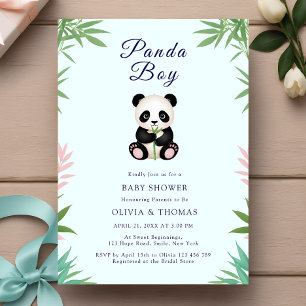 Cute Little Panda Boy Shower Inbjudningar