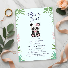 Cute Little Panda Girl Baby Shower Inbjudningar