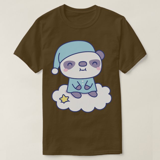 Cute Little Panda in Pajamas on Cloud T Shirt (Design framsida)