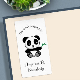Cute Little Panda med en Bamboo Stick-bokplatta Fraktsedel
