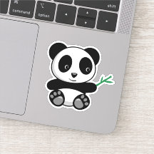 Cute Little Panda med ett Bamboo Stick