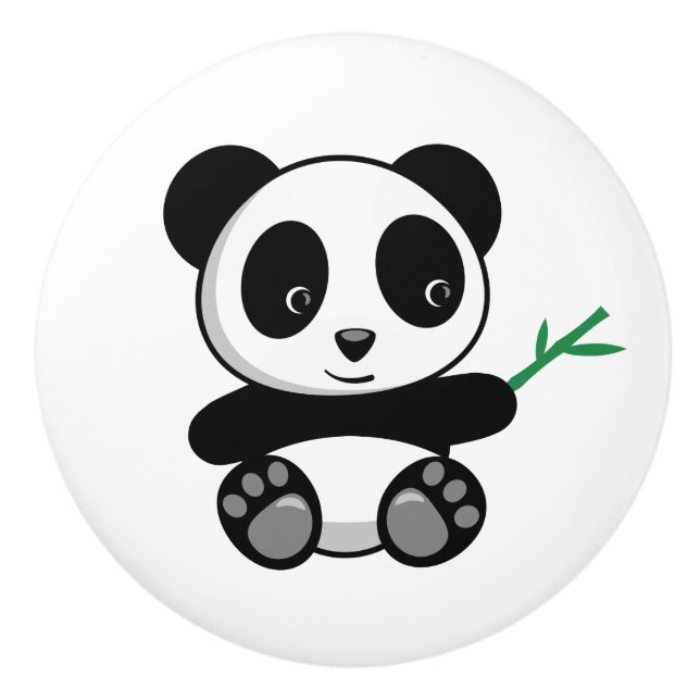 Cute Little Panda med ett Bamboo Stick Knopp (Framsidan)