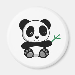 Cute Little Panda med ett Bamboo Stick Magnet