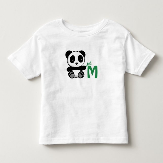 Cute Little Panda med ett Bamboo Stick Monogram Tee (Framsida)