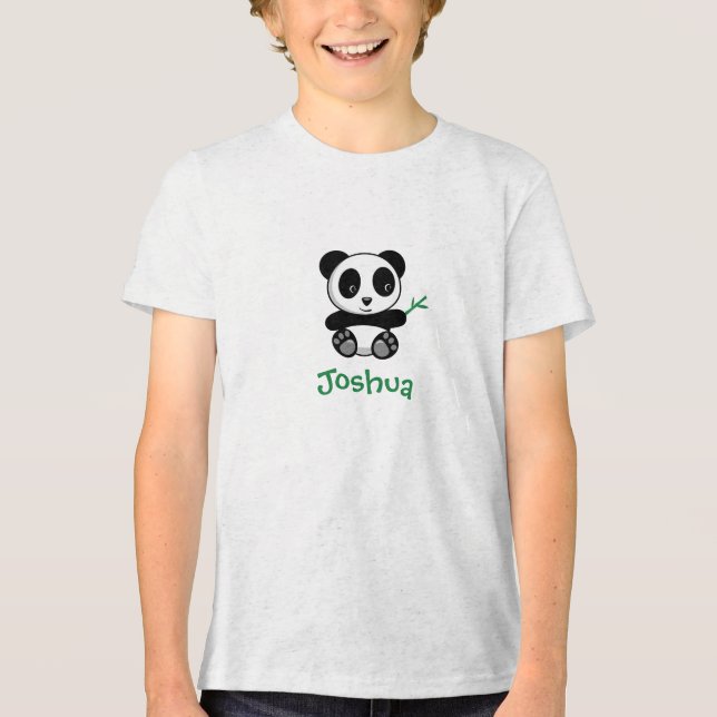 Cute Little Panda med ett Bamboo Stick T Shirt (Framsida)