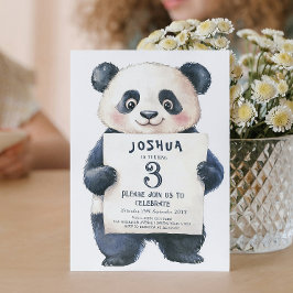 Cute Little Panda och Sign Barns födelsedag Party Inbjudningar