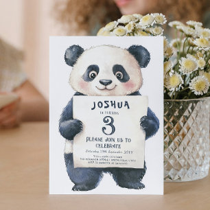 Cute Little Panda och Sign Barns födelsedag Party Inbjudningar