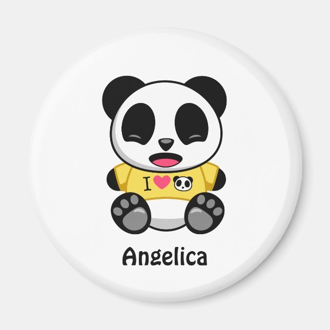 Cute Little Panda on White Magnet (Framsidan)
