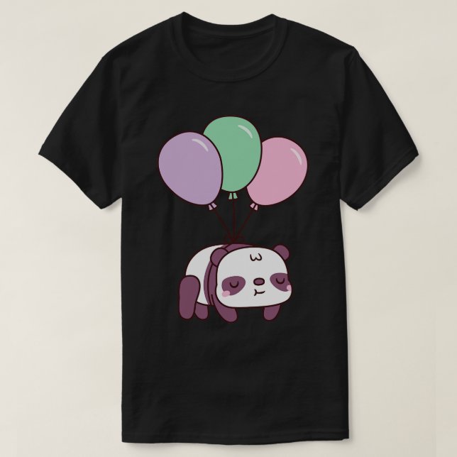 Cute Little Panda som flyger med ballonger T Shirt (Design framsida)