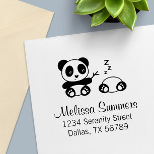 Cute Little Pandas Adress Självfärgande Stämpel