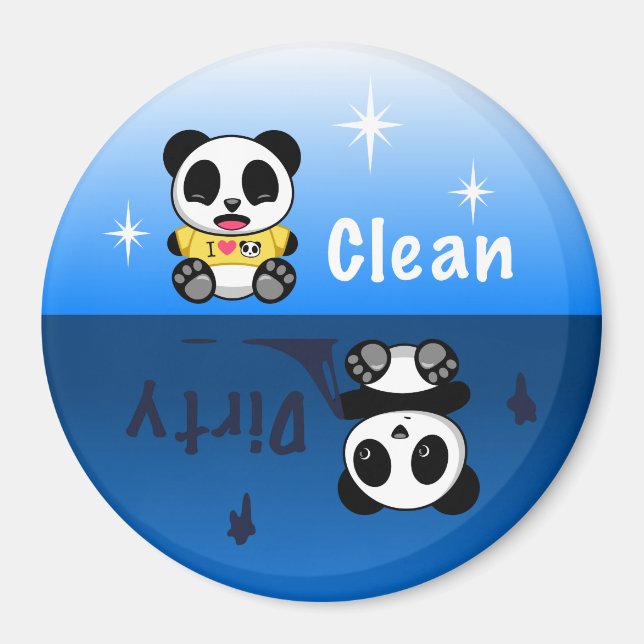 Cute Little Pandas Clean Dirty Magnet (Framsidan)