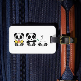 Cute Little Pandas on White Bagagebricka