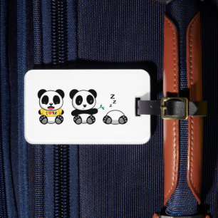 Cute Little Pandas on White Bagagebricka