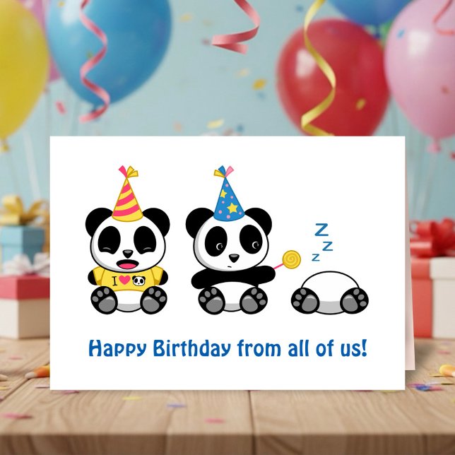 Cute Little Pandas on White Birthday from All Kort (Skapare uppladdad)