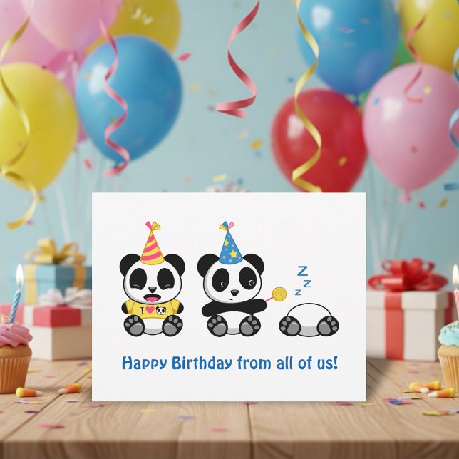 Cute Little Pandas on White Birthday from All Vykort (Skapare uppladdad)