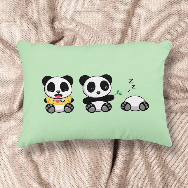 Cute Little Pandas på Grönten Prydnadskudde (Skapare uppladdad)