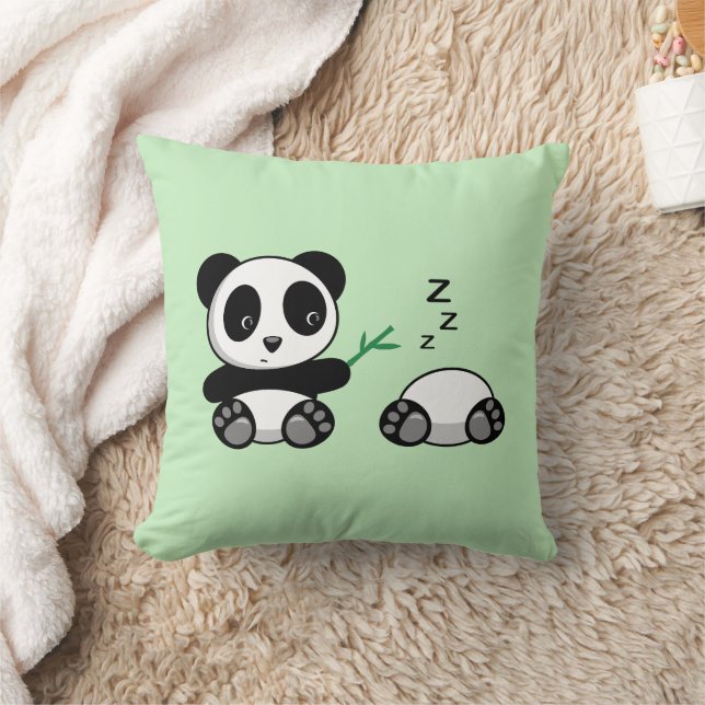 Cute Little Pandas par på Grönten Kudde (Filt)
