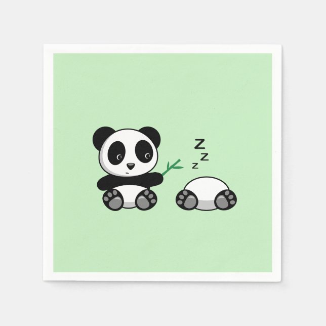 Cute Little Pandas par på Grönten Pappersservett (Framsidan)