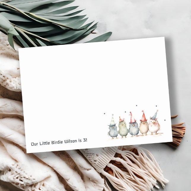 Cute Little Party Birds any Age Barns födelsedag Anteckningskort (Skapare uppladdad)