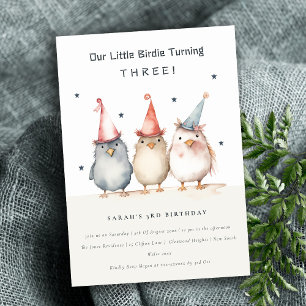 Cute Little Party Birds any Age Barns födelsedag Inbjudningar