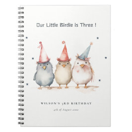 Cute Little Party Birds Barns födelsedag Guestbook Anteckningsbok