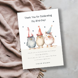 Cute Little Party Birds Watercolor Barns födelseda Tack Kort