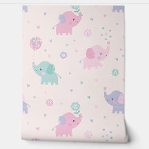 Cute Little pastel Elephants rosa lilac mint kräm