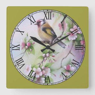 Cute Little Pastel Gult Bird Fyrkantig Klocka
