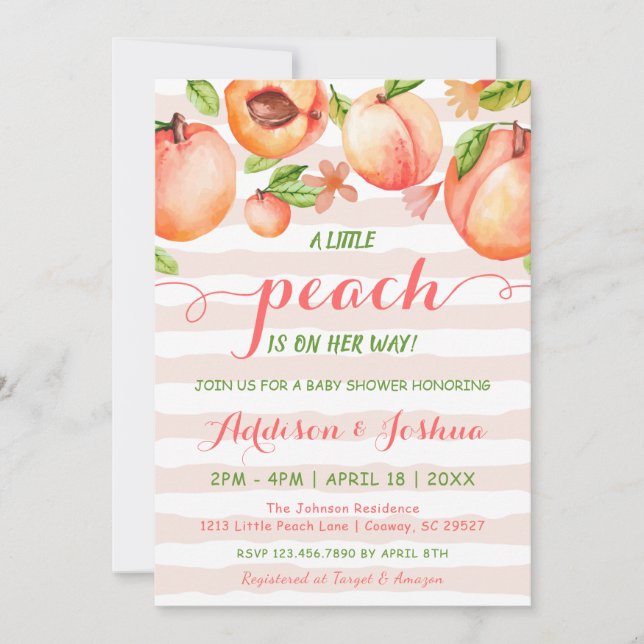 Cute Little Peach Rosa Horizon Rand Baby Shower Inbjudningar (Framsida)