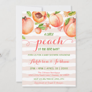 Cute Little Peach Rosa Horizon Rand Baby Shower Inbjudningar