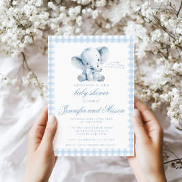 Cute Little Peanut Blue Elephant Pojke Shower Inbjudningar