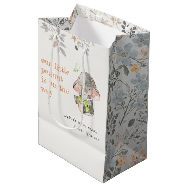 Cute Little Peanut Elephant Foliage Baby Shower (Framsidan Vinklad)