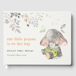 Cute Little Peanut Elephant Foliage Baby Shower Gästböcker