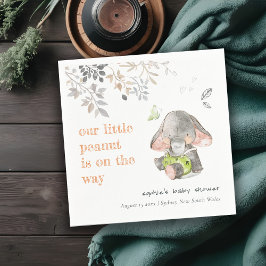 Cute Little Peanut Elephant Foliage Baby Shower Pappersservett