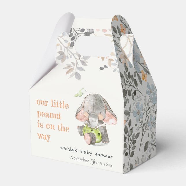 Cute Little Peanut Elephant Foliage Baby Shower Presentaskar (Framsidan Sidan)