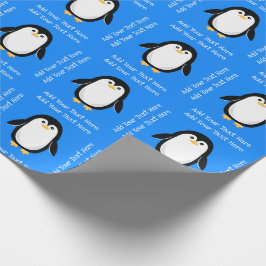 Cute Little Penguin Blue Bird Presentpapper