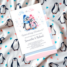 Cute Little Penguin Han eller hon Vinter Gender Re