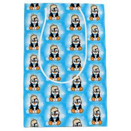 Cute Little Penguin in in Winter Cap med sonowboll