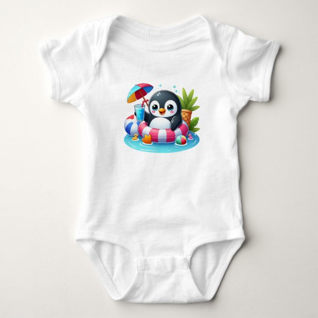 Cute Little penguin på sommaren T Shirt (Framsida)