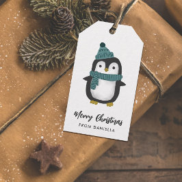 Cute Little Penguin Personlig jul Presentetikett